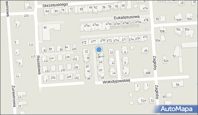 Wrocław, Wołodyjowskiej Basi, 26, mapa Wrocławia