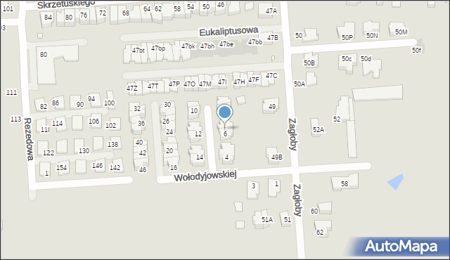 Wrocław, Wołodyjowskiej Basi, 6A, mapa Wrocławia
