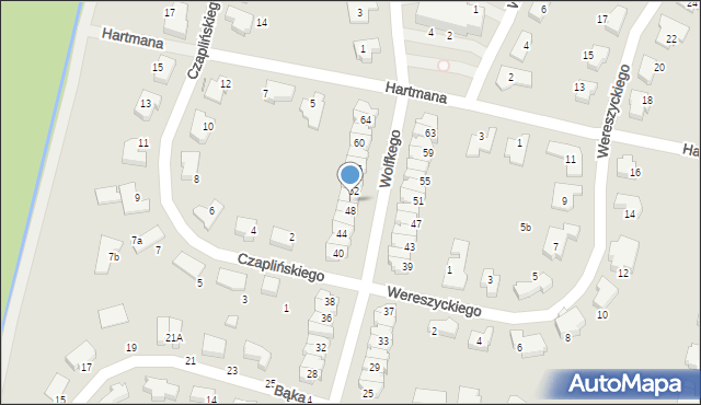 Wrocław, Wolfkego Mieczysława, 50, mapa Wrocławia