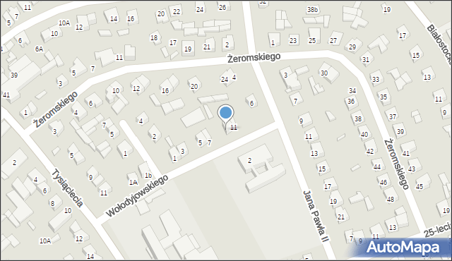 Wysokie Mazowieckie, Wołodyjowskiego Michała, 9, mapa Wysokie Mazowieckie