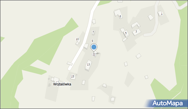 Żabnica, Wojtatówka, 11, mapa Żabnica