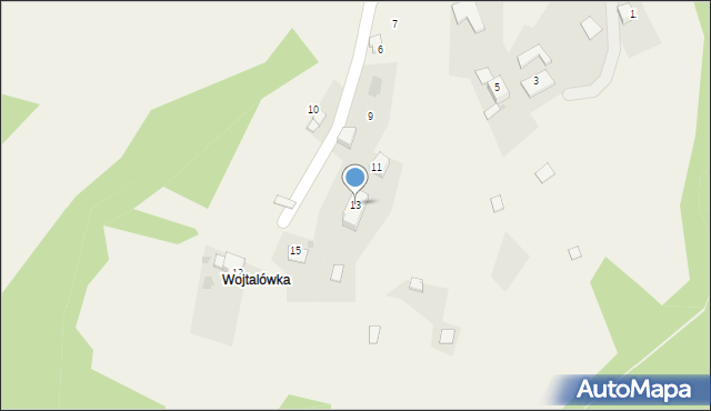 Żabnica, Wojtatówka, 13, mapa Żabnica