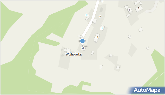 Żabnica, Wojtatówka, 15, mapa Żabnica