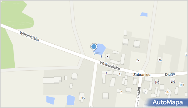 Zabraniec, Wołomińska, 1, mapa Zabraniec