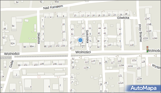 Zabrze, Wolności, 106a, mapa Zabrza