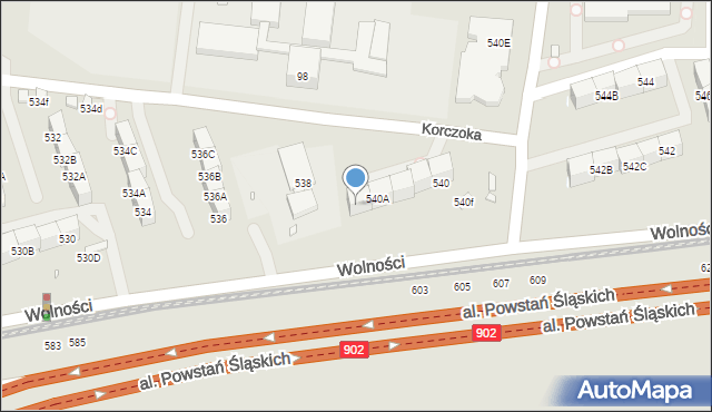 Zabrze, Wolności, 540, mapa Zabrza