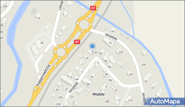 Zakopane, Wojdyły, 1, mapa Zakopanego