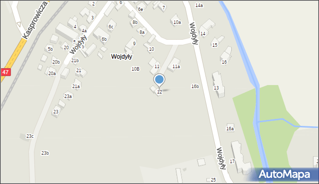 Zakopane, Wojdyły, 12, mapa Zakopanego