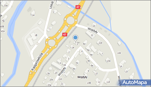 Zakopane, Wojdyły, 1b, mapa Zakopanego