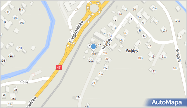 Zakopane, Wojdyły, 20b, mapa Zakopanego