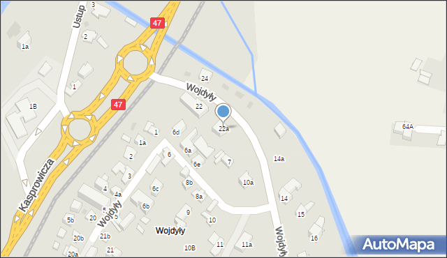 Zakopane, Wojdyły, 22a, mapa Zakopanego