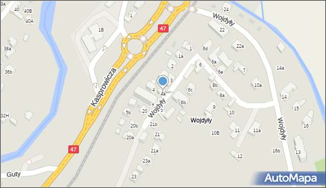 Zakopane, Wojdyły, 4a, mapa Zakopanego