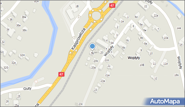 Zakopane, Wojdyły, 5b, mapa Zakopanego