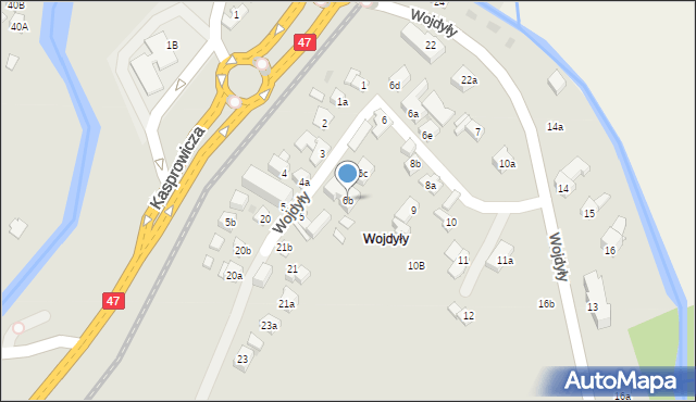 Zakopane, Wojdyły, 6b, mapa Zakopanego