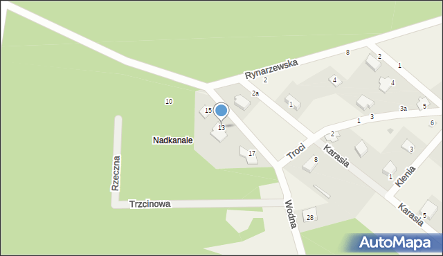 Zamość, Wodna, 13, mapa Zamościa