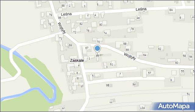 Zaskale, Wojtyły Karola, kard., 65, mapa Zaskale