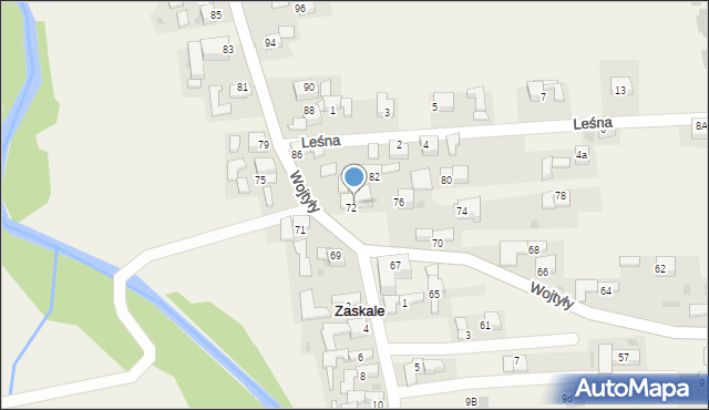 Zaskale, Wojtyły Karola, kard., 72A, mapa Zaskale