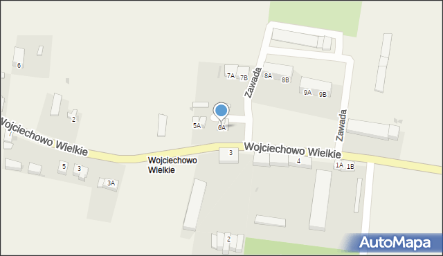 Zawada, Wojciechowo Wielkie, 6A, mapa Zawada