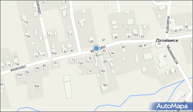 Zbrosławice, Wolności, 78, mapa Zbrosławice