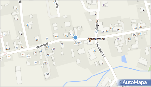 Zbrosławice, Wolności, 88, mapa Zbrosławice