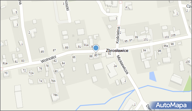 Zbrosławice, Wolności, 90, mapa Zbrosławice