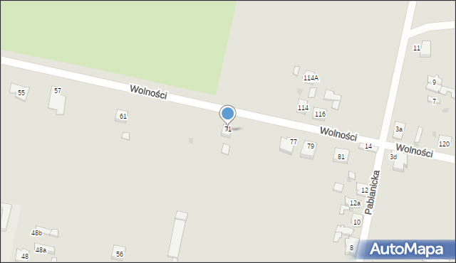 Zelów, Wolności, 57, mapa Zelów