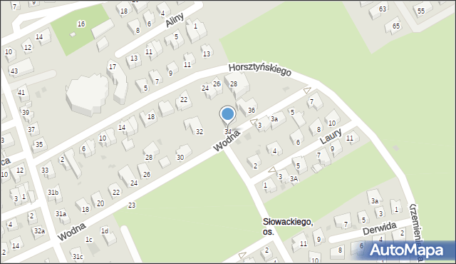 Zielona Góra, Wodna, 34, mapa Zielona Góra