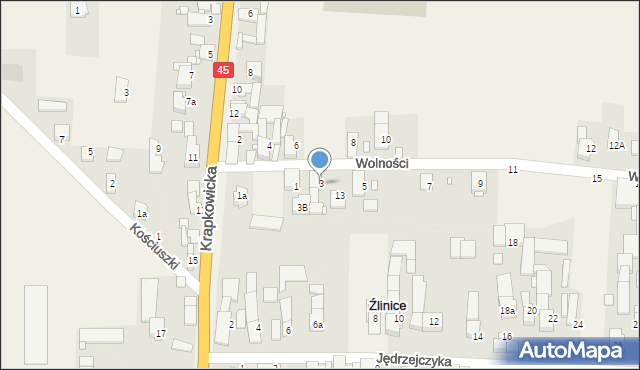 Źlinice, Wolności, 3, mapa Źlinice