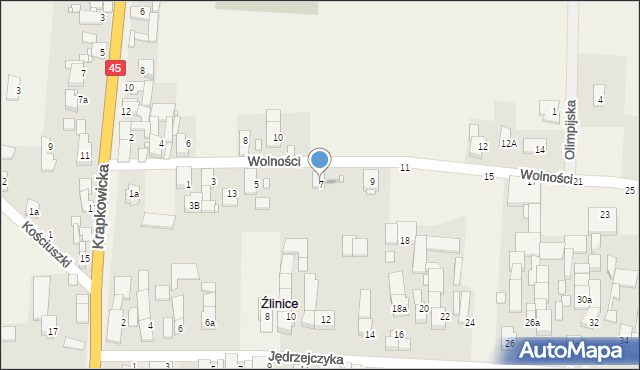 Źlinice, Wolności, 7, mapa Źlinice