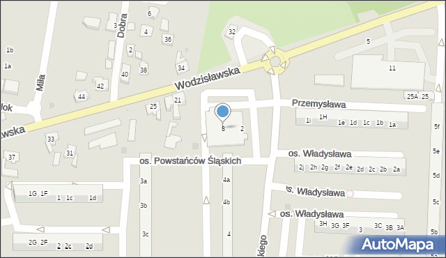 Żory, Wodzisławska, 8, mapa Żor