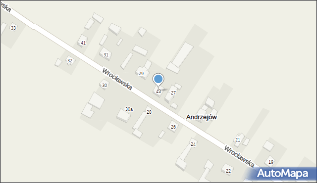 Andrzejów, Wrocławska, 43, mapa Andrzejów