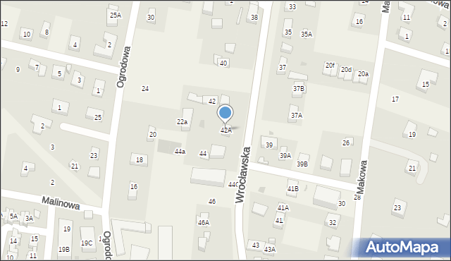 Bielany Wrocławskie, Wrocławska, 42A, mapa Bielany Wrocławskie