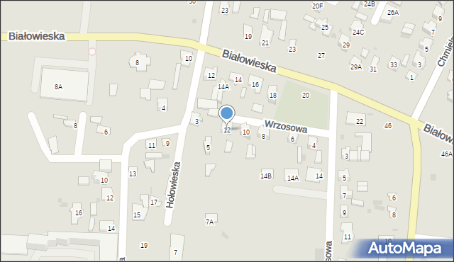 Bielsk Podlaski, Wrzosowa, 12, mapa Bielsk Podlaski