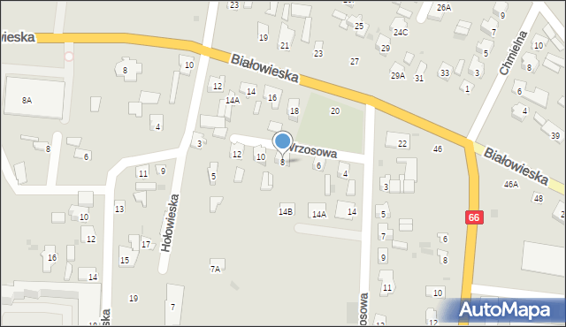 Bielsk Podlaski, Wrzosowa, 8, mapa Bielsk Podlaski