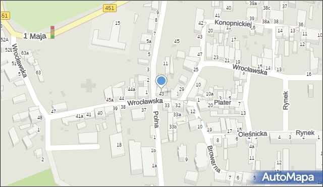 Bierutów, Wrocławska, 43, mapa Bierutów