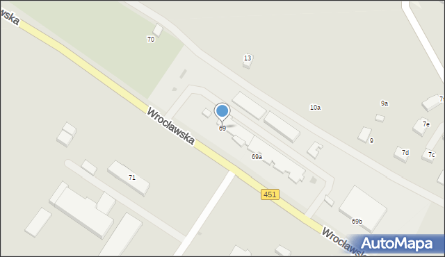 Bierutów, Wrocławska, 69, mapa Bierutów