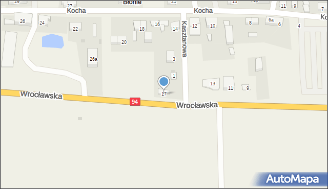 Błonie, Wrocławska, 17, mapa Błonie