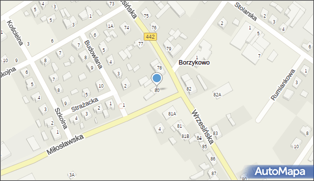 Borzykowo, Wrzesińska, 80, mapa Borzykowo