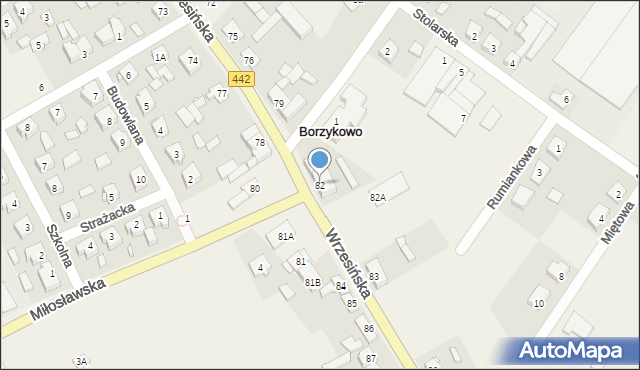 Borzykowo, Wrzesińska, 82, mapa Borzykowo