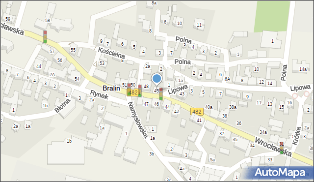 Bralin, Wrocławska, 45, mapa Bralin