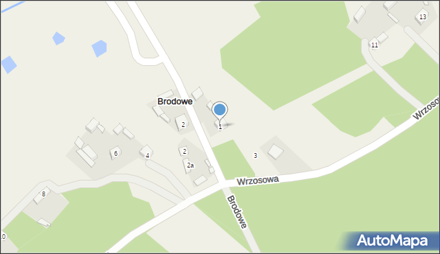 Brodowe, Wrzosowa, 1, mapa Brodowe