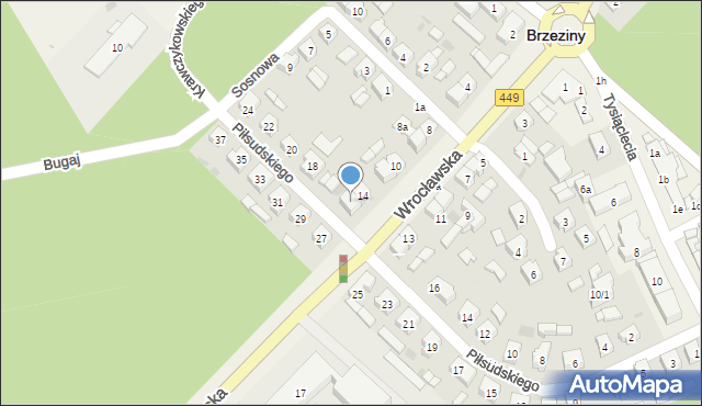 Brzeziny, Wrocławska, 16, mapa Brzeziny