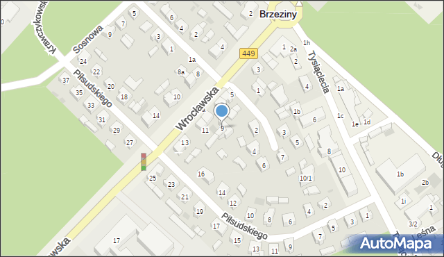 Brzeziny, Wrocławska, 9, mapa Brzeziny