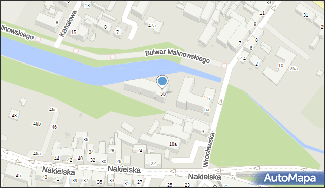 Bydgoszcz, Wrocławska, 5b, mapa Bydgoszczy