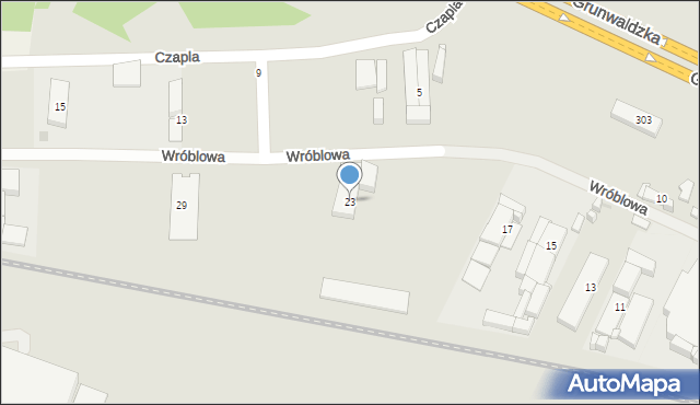 Bydgoszcz, Wróblowa, 23, mapa Bydgoszczy