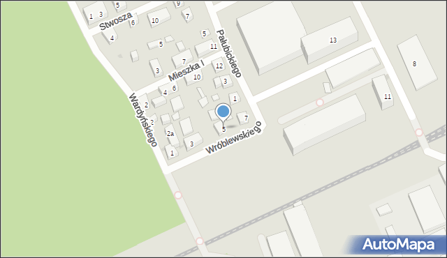 Bydgoszcz, Wróblewskiego Waleriana, 5, mapa Bydgoszczy