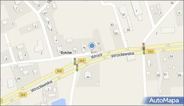 Byków, Wrocławska, 77, mapa Byków