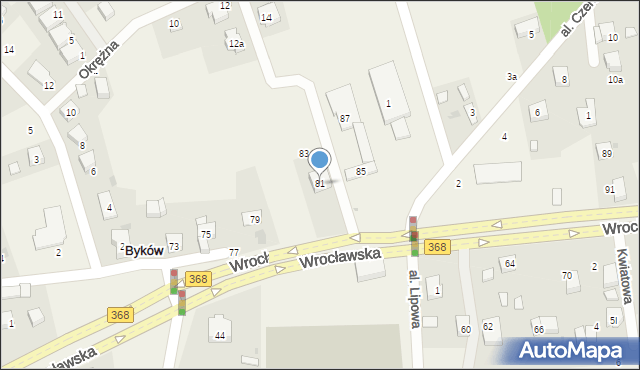 Byków, Wrocławska, 81, mapa Byków