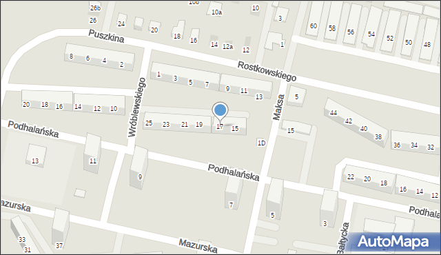 Bytom, Wróblewskiego Zygmunta, gen., 17, mapa Bytomia