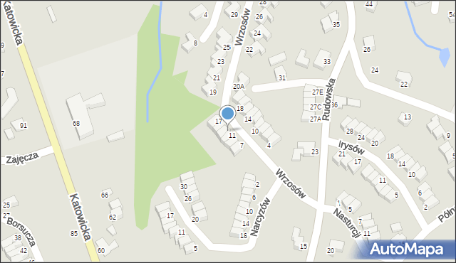 Cieszyn, Wrzosów, 13, mapa Cieszyna